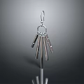 Practical Silver Keychain Featuring Multiple Metal Keys Hanging On Sturdy Hook