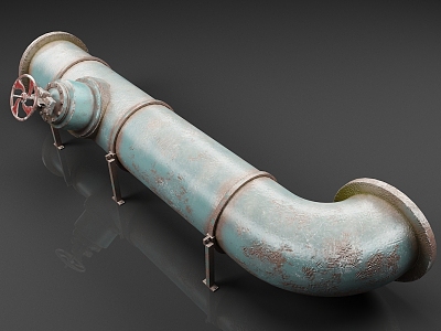 rusty pipe old water pipe conveying pipe steel pipe industrial equipment 3d model