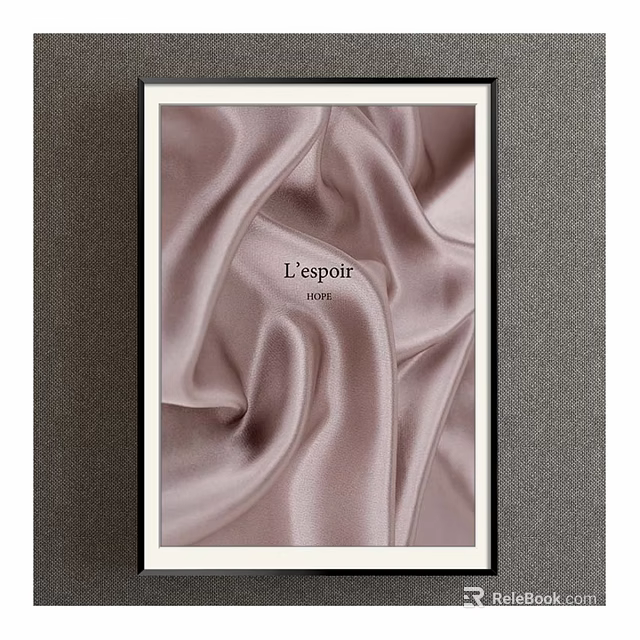 Elegant Decorative Painting With Pink Silk Background And L'espoir 2022 Text 3d model 