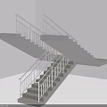 Modern Staircase Aisle With Cross Design White Railings And Gray Steps