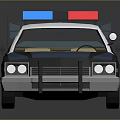 Blue White Police Car 3D Model With Red Blue Emergency Lights And Antenna