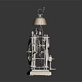 Ornate Vintage Mechanical Clock Featuring Brass Gears Bell And Wooden Stand
