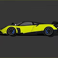 Yellow And Black Open Top Sports Car With Rear Spoiler And Streamlined Body