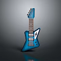 Modern Blue Electric Guitar With Unique Shape And Lightning Bolt Logo 3d model