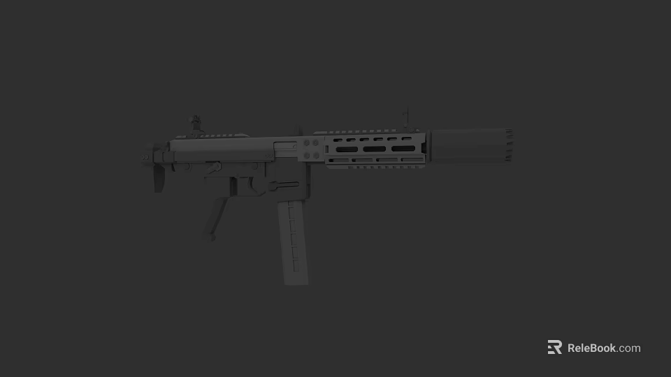 Modern Tactical Firearm 3D Rendering With Barrel Magazine Scope And Rail 3d model 