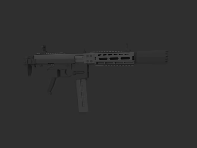 Modern Tactical Firearm 3D Rendering With Barrel Magazine Scope And Rail 3d model