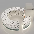Modern Round Bar Counter Design With Marble Top Black White Veins And Lighting