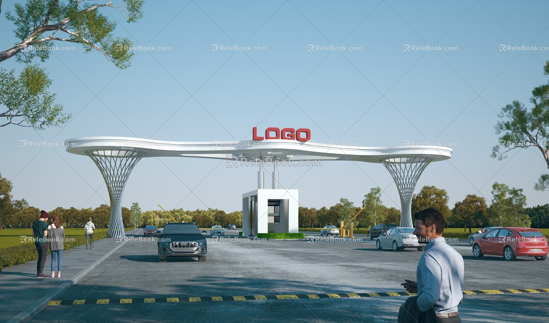 Modern Gate Gate Building Factory Gate Guard Recorder Room Gate Entrance Park Gate Gate Gate 3d model