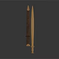 Golden Decorative Sword With Intricate Hilt And Wooden Scabbard Design