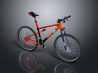 Stylish Orange and Red Bicycle with Black Handlebars and Silver Spoke Wheels 3d model