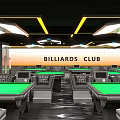 Modern Billiards Club Interior With Multiple Green Felt Tables And Modern Lighting