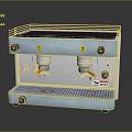 Stainless Steel Espresso Machine With Dual Spouts Transparent Cover Pressure Gauges And Control Knobs