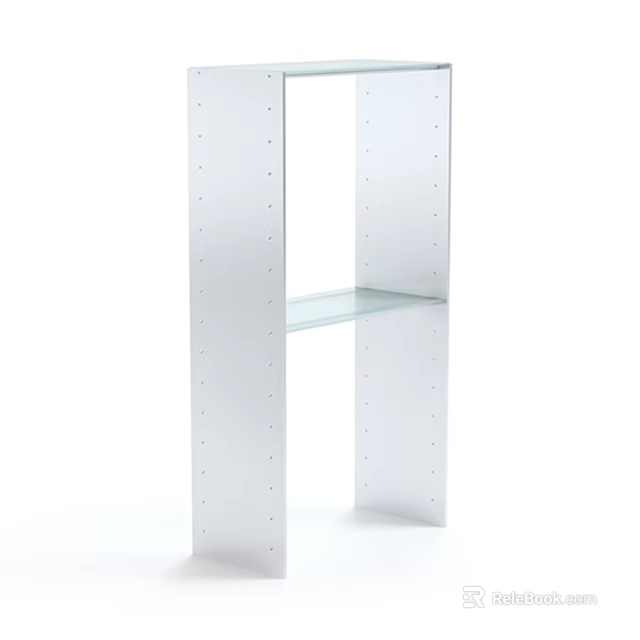 Sturdy Modern White Shelving Unit With Metal Frame And Glass Shelf 3d model 