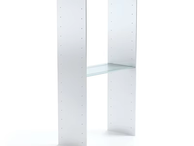 Sturdy Modern White Shelving Unit With Metal Frame And Glass Shelf 3d model