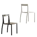 Modern Minimalist Dining Chairs With Black And White Sleek Frame Design 3d model