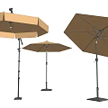 Outdoor Beige Patio Umbrella With Sturdy Black Frame In Different Sizes