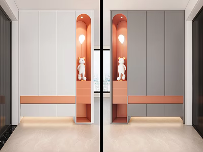 Modern Luxury Shoe Cabinet Design With Storage Lighting And Decorative Figurines 3d model