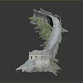 The Great Wall Architectural Model With Winding Structure Watchtower And Landscape Elements 3d model