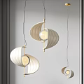 Modern Spiral Pendant Lights With White Shell Gold Frame And Round Bulb In Interior