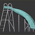 Turquoise Swimming Pool Slide With Metal Ladder And Curved Design
