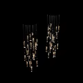 Elegant Modern Crystal Chandelier With Unique Hanging Metallic And Glass Strips Design