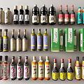 Colorful Assorted Condiment Bottles With Various Designs And Labels For Kitchen Storage