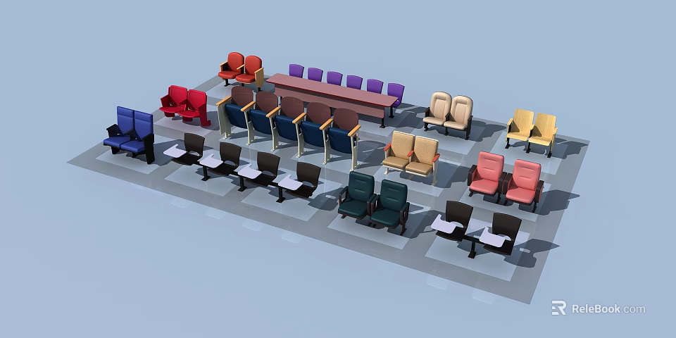 Colorful Public Chairs With Various Styles And Diverse Designs For Public Areas 3d model 