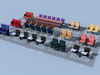 Colorful Public Chairs With Various Styles And Diverse Designs For Public Areas 3d model
