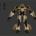 Golden Black Robot With Mechanical Armor And Detailed Design Elements 3d model