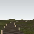 Scenic Wooden Pathway Through Bamboo Forest With Tall Green Bamboo Trees