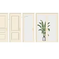 Cream Hinged Doors With Brass Handles Solid And Glass Panel Interior Design
