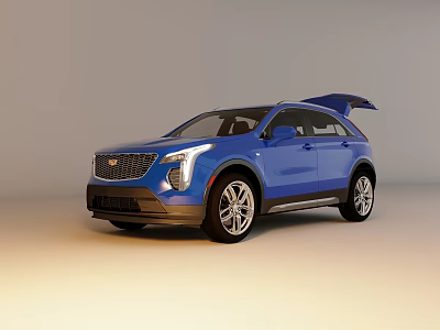 Blue Cadillac SUV with Open Tailgate and Modern Exterior Design Features 3d model