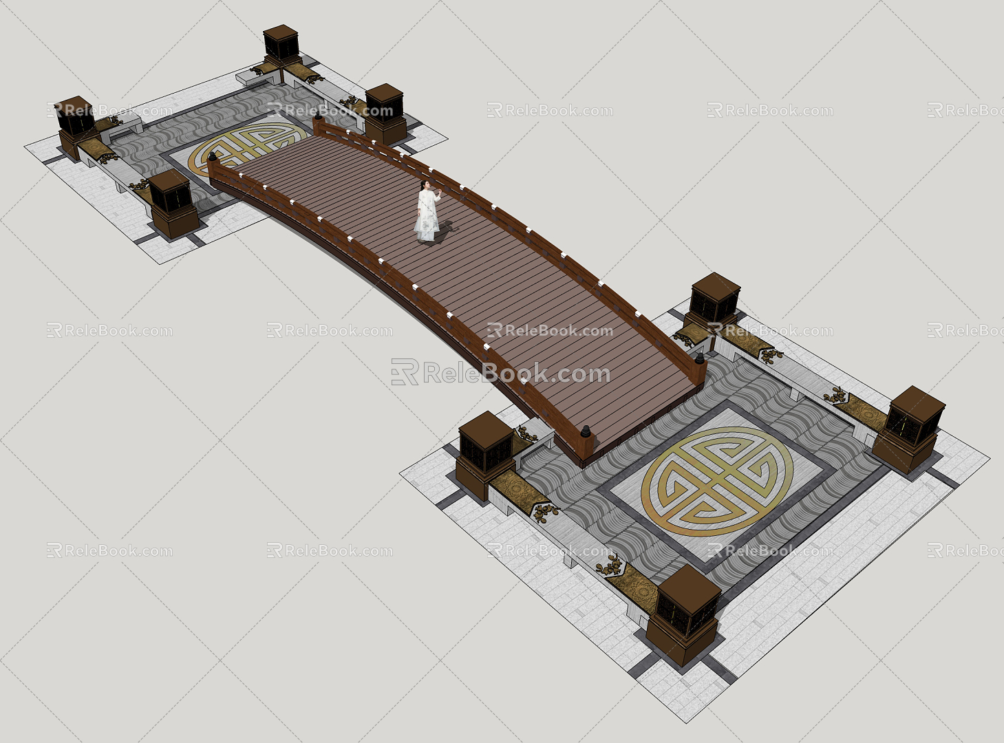 New Chinese-style Bridge Landscape Bridge model