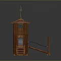 Wooden Children Playground Structure With Tower Slide Rope Bridge And Stairs