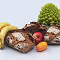 Fresh Colorful Food Display With Bananas Artisan Bread Apple Romanesco Broccoli And Kiwano