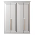 White Modern Swing Door with Gold Long Handles and Simple Panel Design