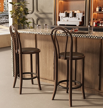 French Bar and Chair Combination 3d model