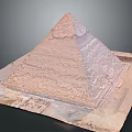 Cartoon Ancient Pyramid Scene With Stepped Stone Layers And Sandy Desert Base