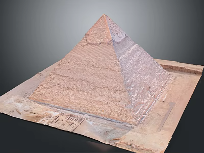 Cartoon Ancient Pyramid Scene With Stepped Stone Layers And Sandy Desert Base 3d model