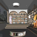 Artistic Book Art Interior Design With Arched Bookshelves Circular Reading Area And Large Windows