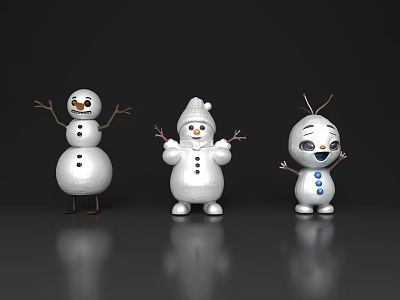 Cute Snowman Game Movie Characters With Various Cartoon Designs And Playful Poses 3d model