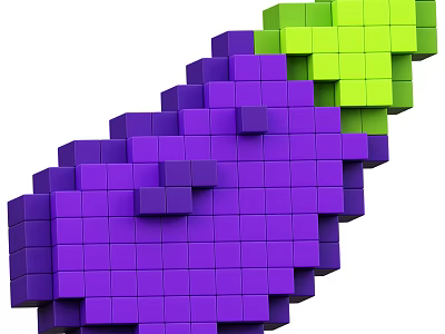 Purple and Green Building Blocks Forming a Creative Fruit Shaped Structure 3d model