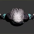 3D Female Character Model With White Hair Black Outfit And Blue Accents