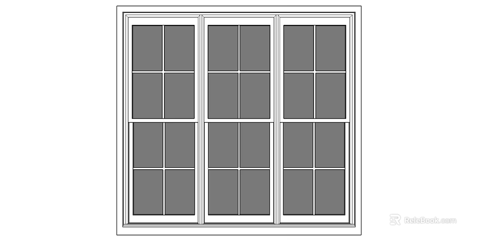 Three Panel Sliding Doors With White Frame And Glass Panels For Home Interior 3d model