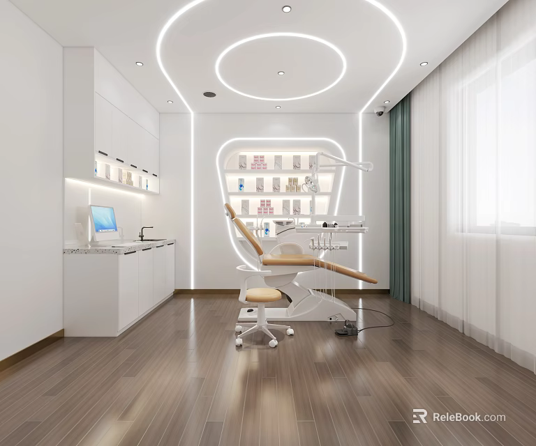 Modern Hospital Outpatient Clinic Interior With Medical Examination Chair And Equipment 3d model 