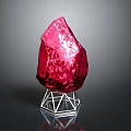 Red Gemstone Rough Displayed On Geometric Metal Stand With Dark Background 3d model