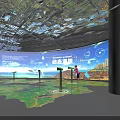Modern Interactive Exhibition Space With Large Digital Screen And Projection Floor For Visitors