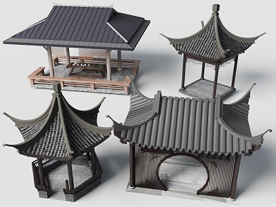 Exquisite classical pavilion Chinese style pavilion landscape pavilion hexagon pavilion ancient building pavilion attic 3d model