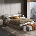 Modern Background Double Bed Double Bed 3d model
