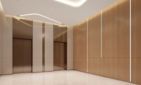 modern elevator hall 3d model